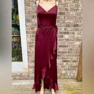 NWOTs Burgundy Asymmetrical Ruffle Celebrate DB Studio Goth Formal Prom Dress